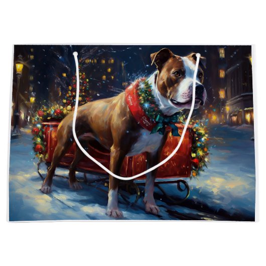 Staffordshire Bull Terrier Kerstfeest Groot Cadeauzakje (Voorkant)