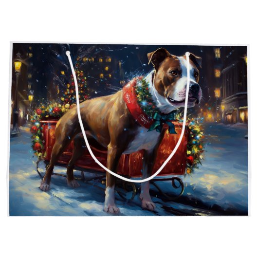 Staffordshire Bull Terrier Kerstfeest Groot Cadeauzakje (Achterkant)