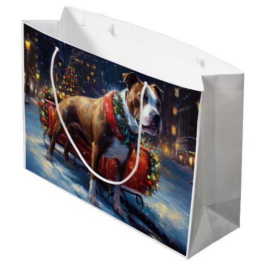 Staffordshire Bull Terrier Kerstfeest Groot Cadeauzakje (Achterkant Gekanteld)