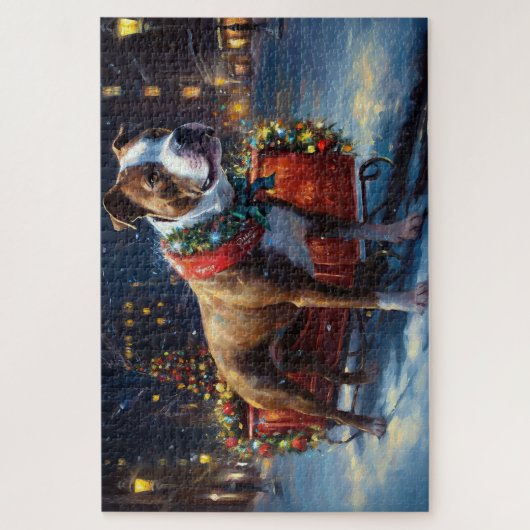 Staffordshire Bull Terrier Kerstfeest Legpuzzel (Verticaal)