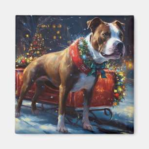 Staffordshire Bull Terrier Kerstfeest Magneet