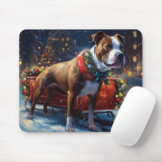 Staffordshire Bull Terrier Kerstfeest Muismat (Met muis)