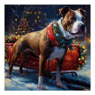 Staffordshire Bull Terrier Kerstfeest Perfect Poster