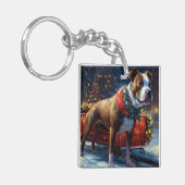 Staffordshire Bull Terrier Kerstfeest Sleutelhanger (Voorkant Links)