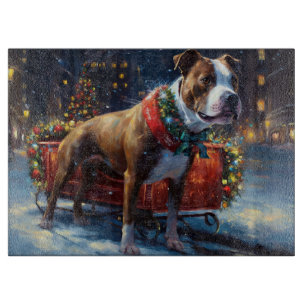 Staffordshire Bull Terrier Kerstfeest Snijplank