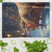 Staffordshire Bull Terrier Kerstfeest Theedoek (Gevouwen)