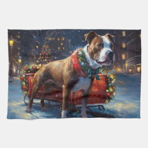 Staffordshire Bull Terrier Kerstfeest Theedoek