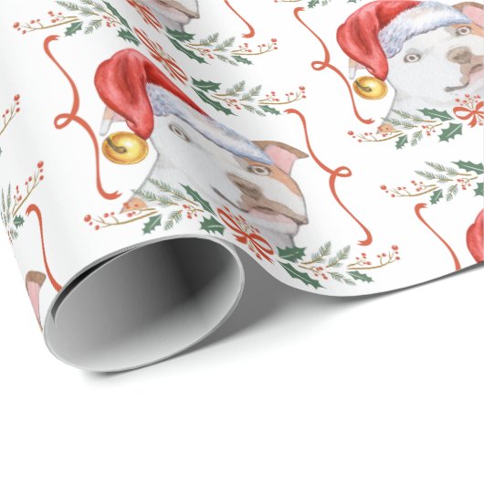 Staffordshire Bull Terrier Kersthond Cadeaupapier (Rol Hoek)