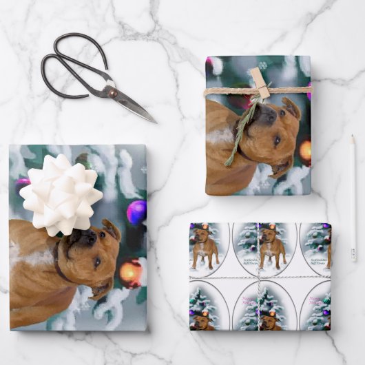 Staffordshire Bull Terrier Kerstmis Inpakpapier Vel (Voorkant)
