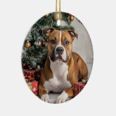 Staffordshire Bull Terrier Kerstmis Keramisch Ornament (Rechts)