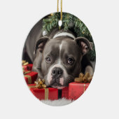 Staffordshire Bull Terrier Kerstmis Keramisch Ornament (Rechts)