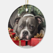 Staffordshire Bull Terrier Kerstmis Keramisch Ornament (Links)
