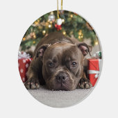 Staffordshire Bull Terrier Kerstmis Keramisch Ornament (Links)