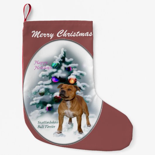 Staffordshire Bull Terrier Kerstmis Kleine Kerstsok (Voorkant)