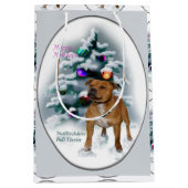 Staffordshire Bull Terrier Kerstmis Medium Cadeauzakje (Voorkant)