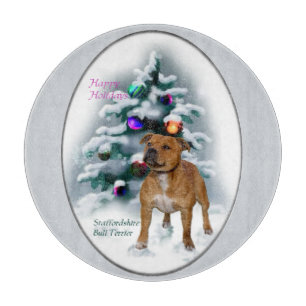 Staffordshire Bull Terrier Kerstmis Snijplank