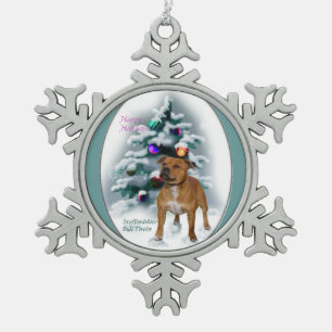 Staffordshire Bull Terrier Kerstmis Tin Sneeuwvlok Ornament