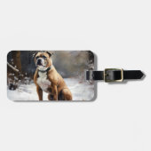Staffordshire Bull Terrier laat het sneeuwKerstmis Bagagelabel (Voorkant horizontaal)