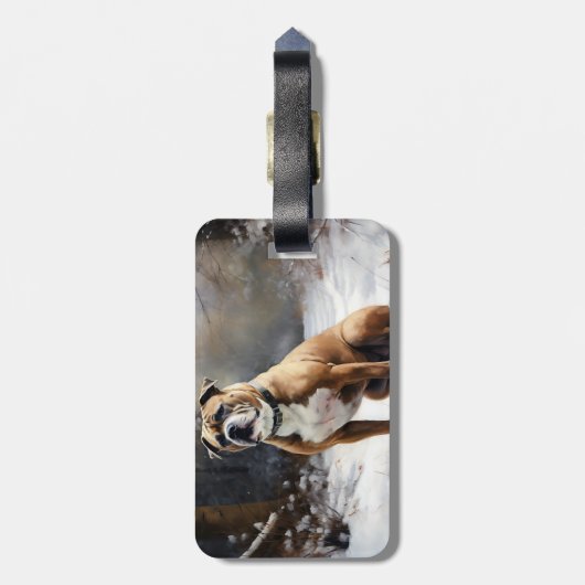 Staffordshire Bull Terrier laat het sneeuwKerstmis Bagagelabel (Achterkant verticaal)