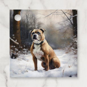 Staffordshire Bull Terrier laat het sneeuwKerstmis Bedankjes Labels