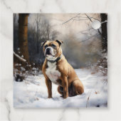 Staffordshire Bull Terrier laat het sneeuwKerstmis Bedankjes Labels (Achterkant)