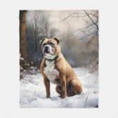 Staffordshire Bull Terrier laat het sneeuwKerstmis Fleece Deken (Voorkant)