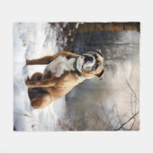 Staffordshire Bull Terrier laat het sneeuwKerstmis Fleece Deken (Voorkant (Horizontaal))