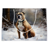 Staffordshire Bull Terrier laat het sneeuwKerstmis Groot Cadeauzakje (Voorkant)