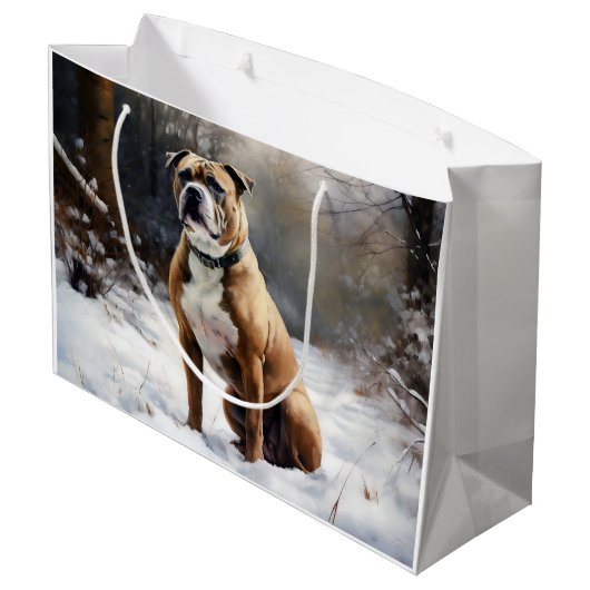 Staffordshire Bull Terrier laat het sneeuwKerstmis Groot Cadeauzakje (Achterkant Gekanteld)