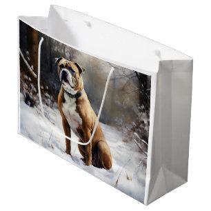 Staffordshire Bull Terrier laat het sneeuwKerstmis Groot Cadeauzakje