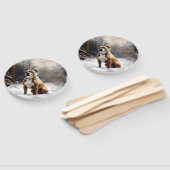 Staffordshire Bull Terrier laat het sneeuwKerstmis Handwaaier (Niet-gemonteerd)