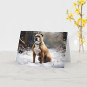 Staffordshire Bull Terrier laat het sneeuwKerstmis Kaart (Gele Bloem)