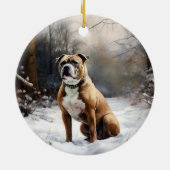 Staffordshire Bull Terrier laat het sneeuwKerstmis Keramisch Ornament (Achterkant)