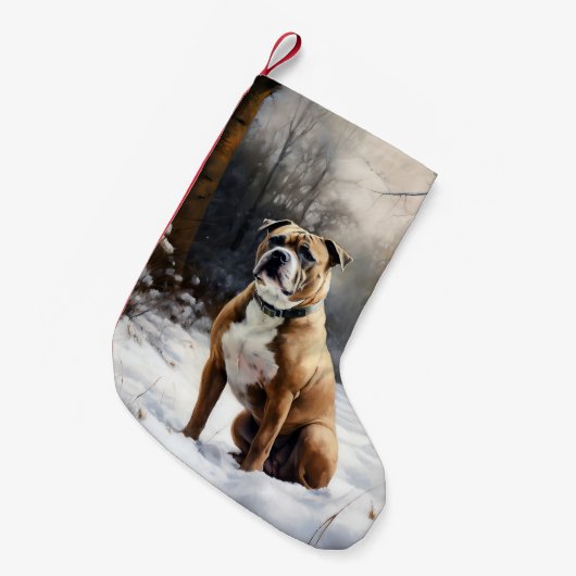 Staffordshire Bull Terrier laat het sneeuwKerstmis Kleine Kerstsok (Voorkant (Hangend))