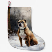 Staffordshire Bull Terrier laat het sneeuwKerstmis Kleine Kerstsok (Voorkant)