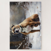 Staffordshire Bull Terrier laat het sneeuwKerstmis Legpuzzel (Verticaal)