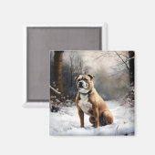 Staffordshire Bull Terrier laat het sneeuwKerstmis Magneet (Voorkant / Achterkant)
