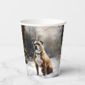 Staffordshire Bull Terrier laat het sneeuwKerstmis Papieren Bekers (Achterkant)