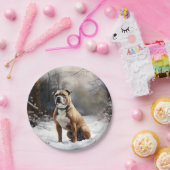 Staffordshire Bull Terrier laat het sneeuwKerstmis Papieren Bordje (Feest)