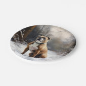 Staffordshire Bull Terrier laat het sneeuwKerstmis Papieren Bordje (Gekanteld)