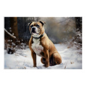 Staffordshire Bull Terrier laat het sneeuwKerstmis Perfect Poster (Voorkant)
