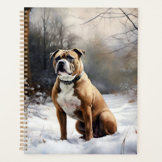 Staffordshire Bull Terrier laat het sneeuwKerstmis Planner (Voorkant)