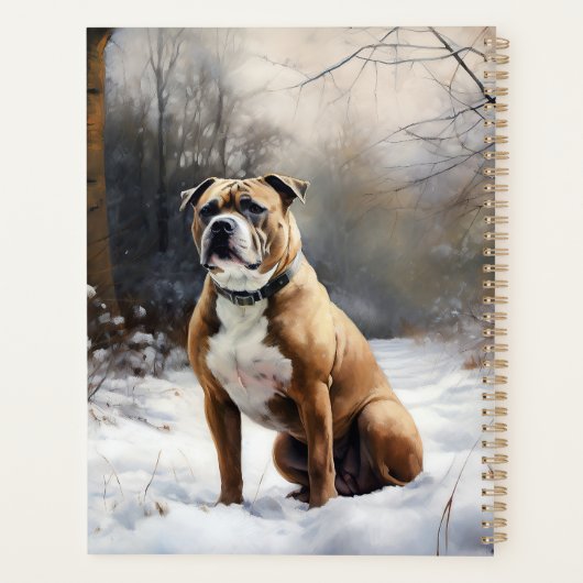 Staffordshire Bull Terrier laat het sneeuwKerstmis Planner (Achterkant)