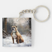 Staffordshire Bull Terrier laat het sneeuwKerstmis Sleutelhanger (Achterkant)