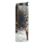 Staffordshire Bull Terrier laat het sneeuwKerstmis Thermosbeker (Gedraaid links)