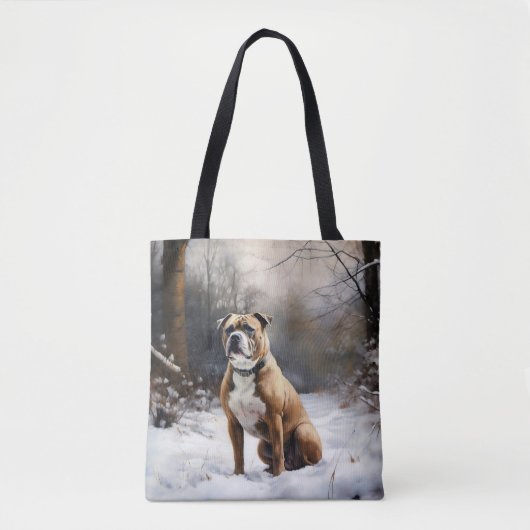 Staffordshire Bull Terrier laat het sneeuwKerstmis Tote Bag (Voorkant)
