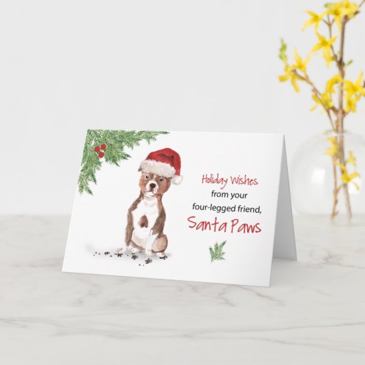 Staffordshire Bull Terrier met Kerstmis van Dog Kaart (Gele Bloem)