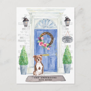 Staffordshire Bull Terrier Moving Announcement Briefkaart