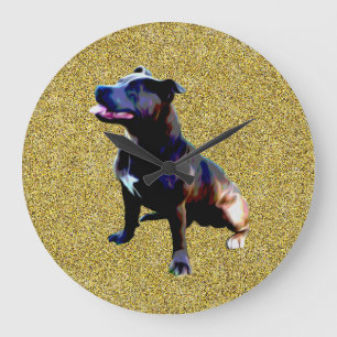Staffordshire Bull Terrier On Gold, Grote klok