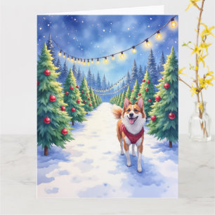Staffordshire Bull Terrier op Kerstboomgaard Kaart